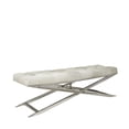 thumbnail image 1 of DecMode Leather Upholstered Tufted Bench with Silver Diagonal Base, Gray, 1 of 11