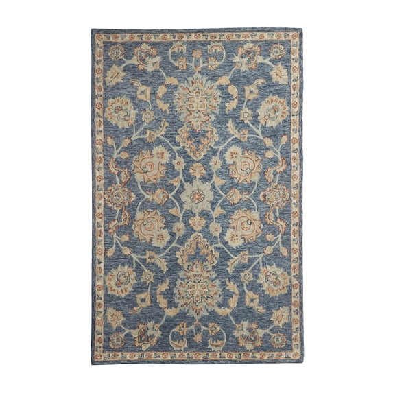 DecMode Living room Rectangle Floral Traditional Area Rug, Rust, 5' x 8', 1 - Piece