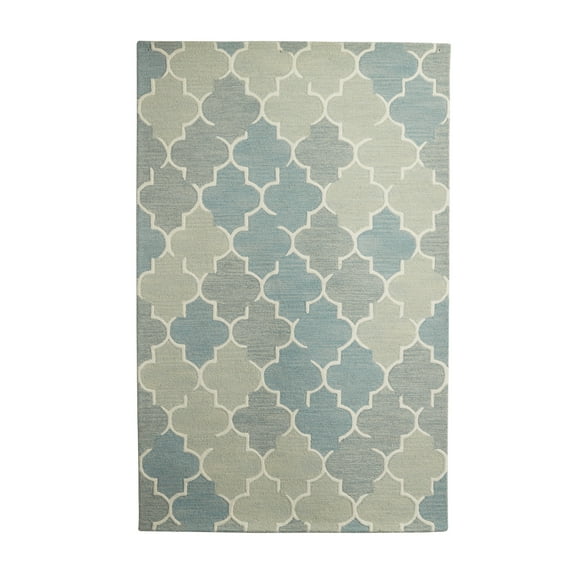 DecMode Living room Rectangle Geometric Modern Area Rug, Blue, 6' x 9', 1 - Piece