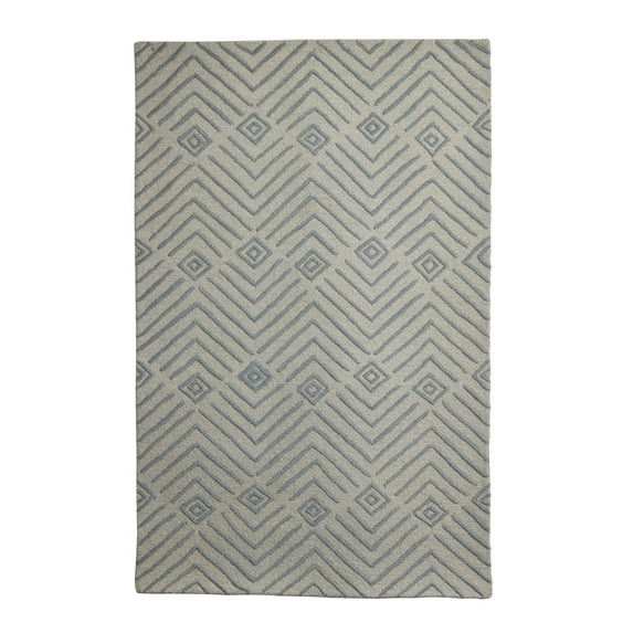 DecMode Living room Rectangle Geometric Modern Area Rug, White, 1 - Piece