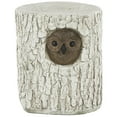 thumbnail image 1 of DecMode Magnesium Oxide Owl Tree Trunk Garden Stool with Brown Accents, White, 1 of 9