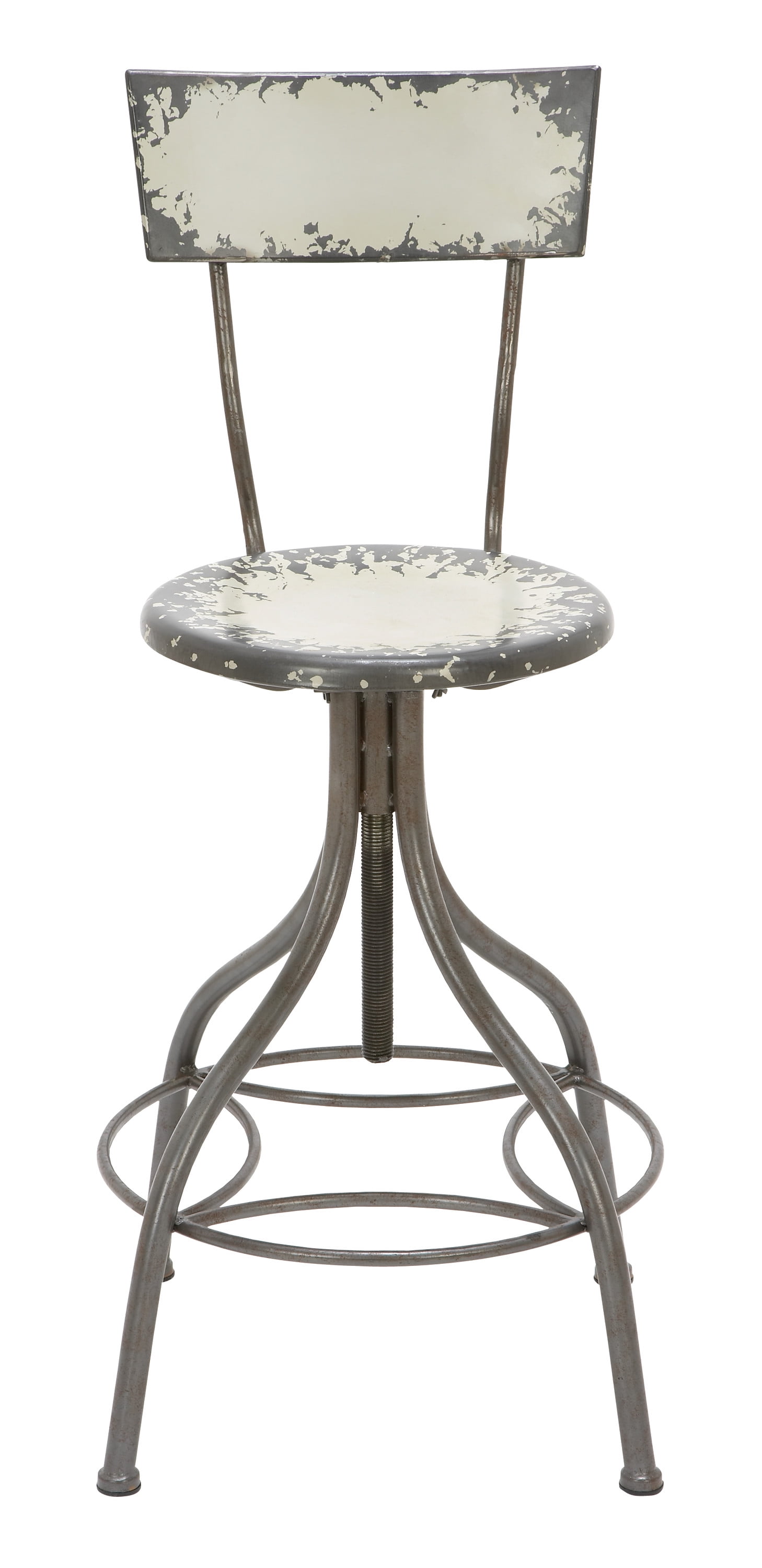 DecMode Metal Bar Stool with Backrest, Beige