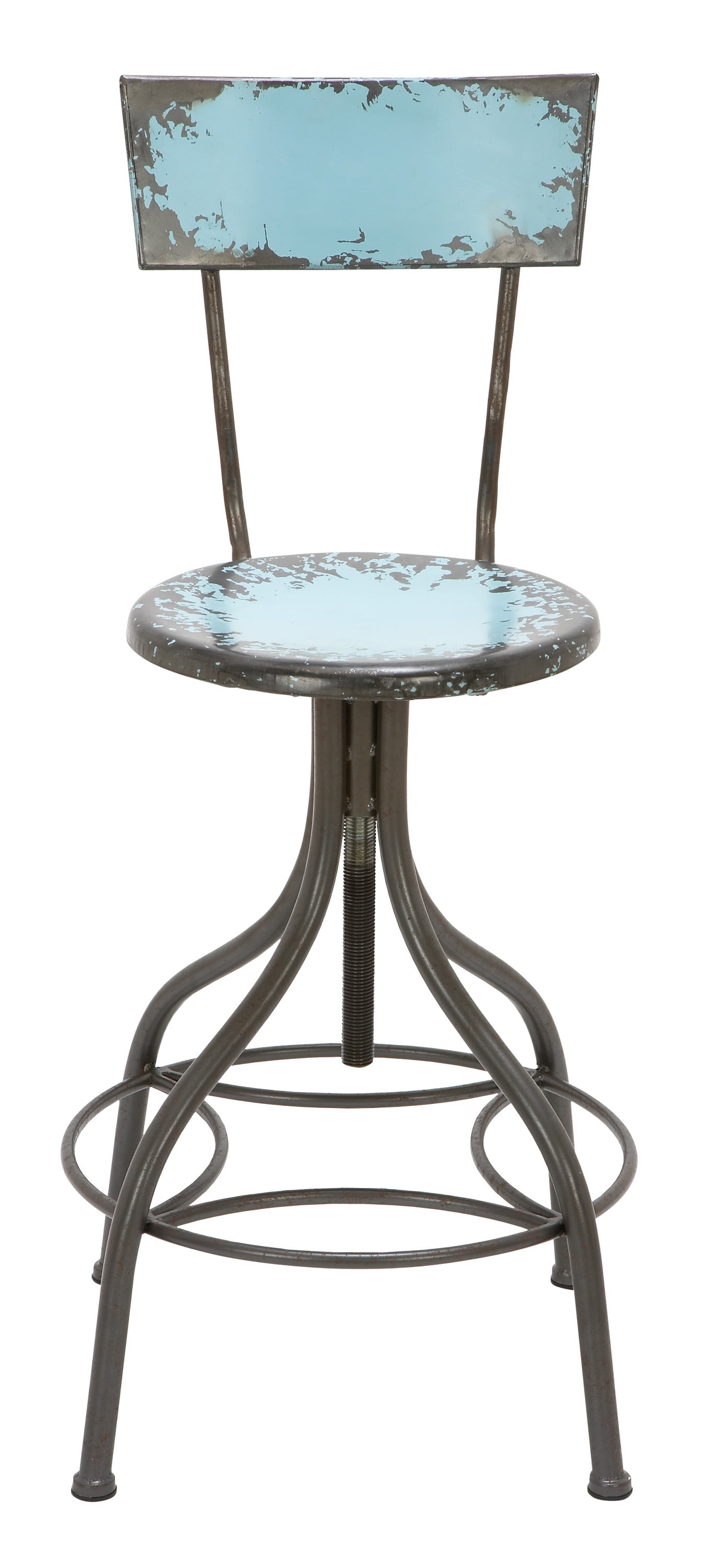 DecMode Metal Bar Stool with Backrest, Teal