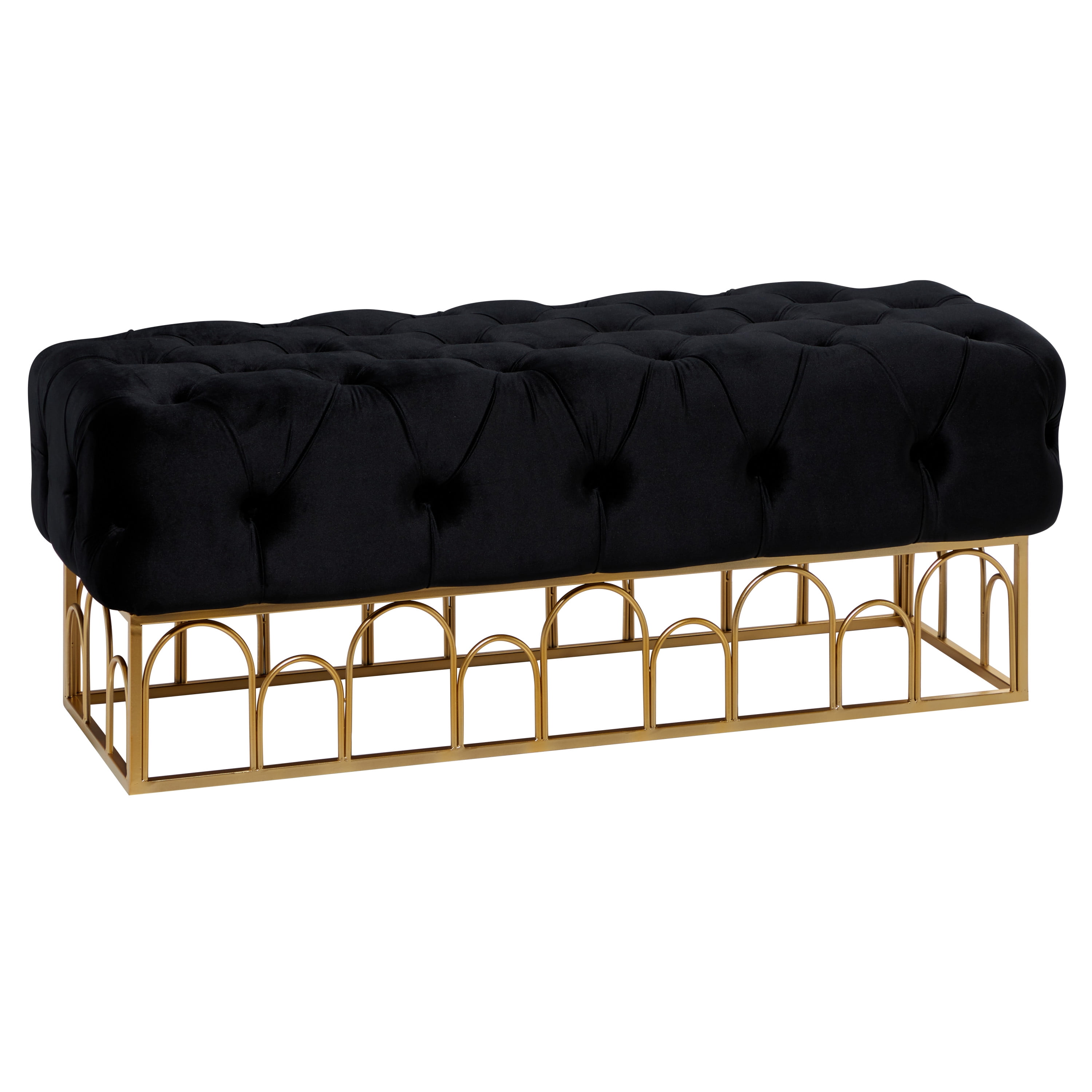 DecMode Metal Bench with Gold Base, Black