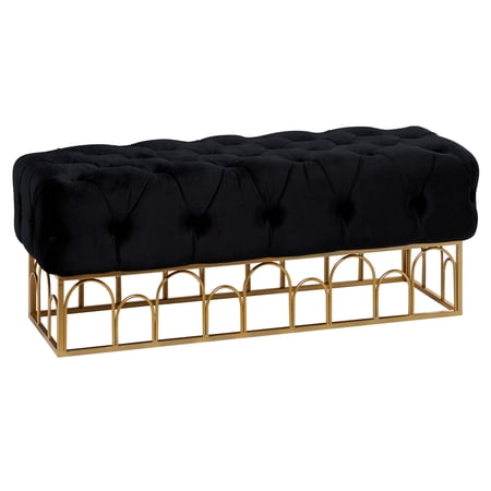 DecMode Metal Bench with Gold Base, Black