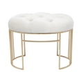 thumbnail image 1 of DecMode Velvet Oval Tufted Bench with Gold Metal Legs, White, 1 of 10
