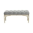 thumbnail image 1 of DecMode Gray Velvet Tufted Home Bench with Gold Metal Legs, 39" x 17" x 19", 1 of 9