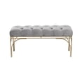 thumbnail image 1 of DecMode Velvet Tufted Bench with Gold Metal Legs, Gray, 1 of 13