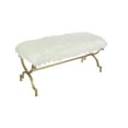 thumbnail image 1 of DecMode Metal Bench with White Faux Fur Top, Gold, 1 of 10