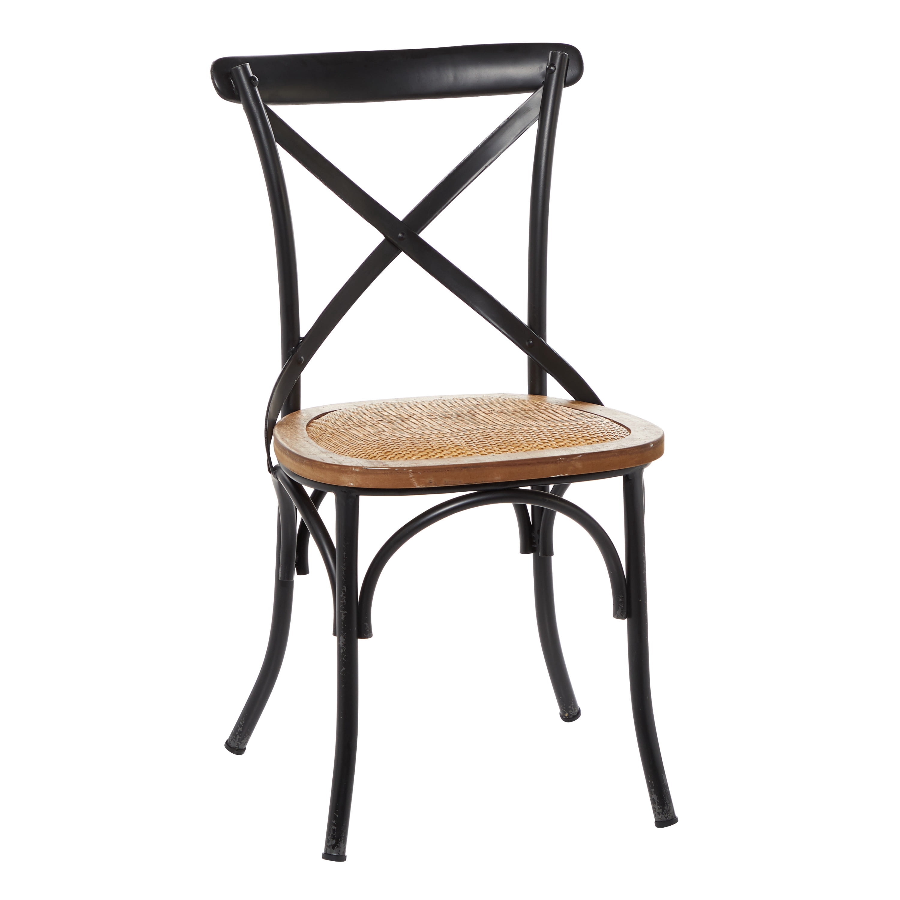 DecMode Metal Dining Chair with Brown Rattan Seat, Set of 2, Black - Walmart.com