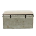 thumbnail image 1 of DecMode Metal Galvanized Storage Bench with Cream Burlap Top and Black Latches, Gray, 1 of 16