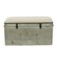 thumbnail image 1 of DecMode Metal Galvanized Storage Bench with Cream Burlap Top and Latches, Gray, 1 of 16