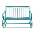 thumbnail image 1 of DecMode Metal Scroll Rocking Outdoor Bench, Teal, 1 of 14