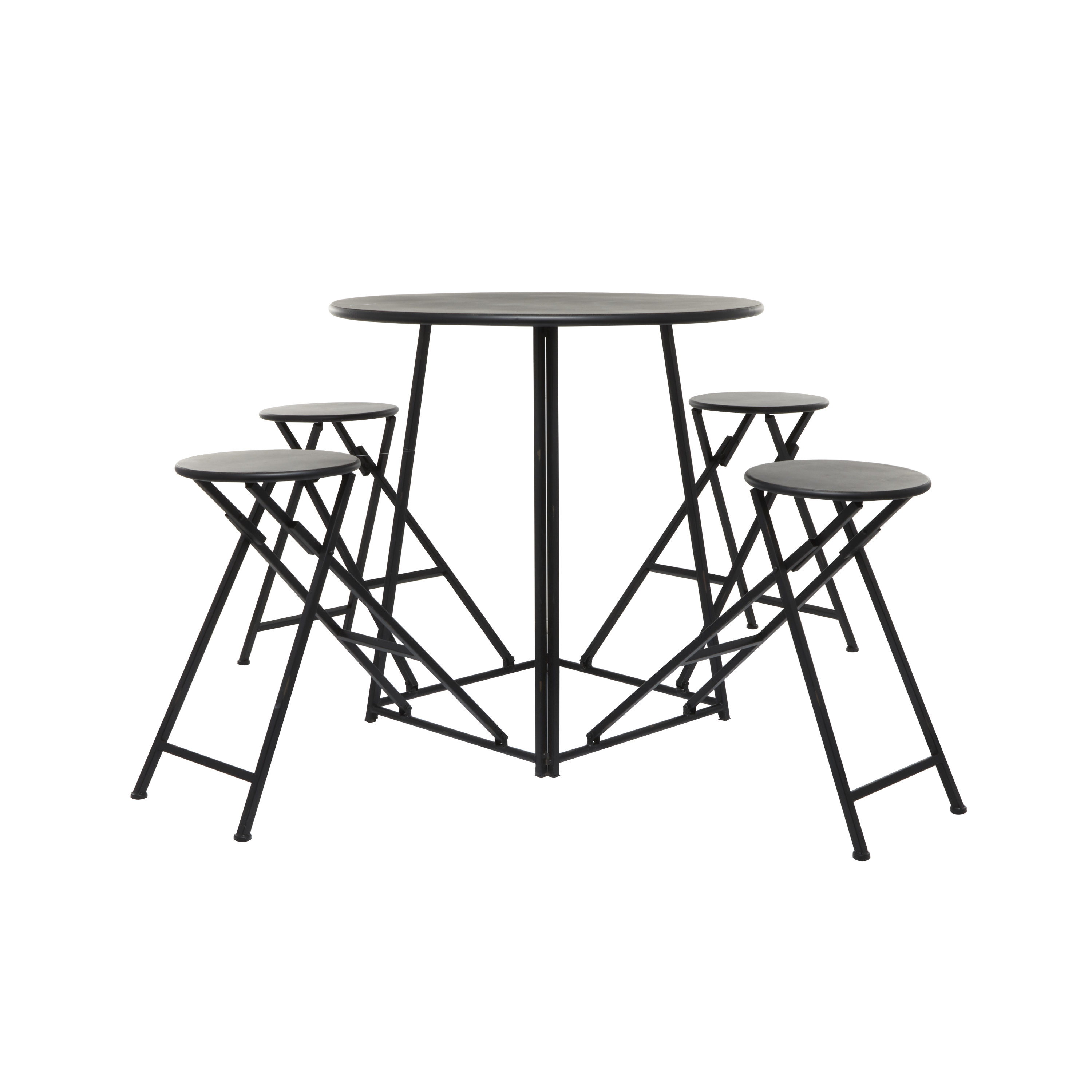 DecMode Metal Rustic Dining Table, Black, 72"W, 36"H