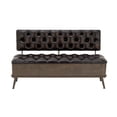 thumbnail image 1 of DecMode Metal Storage Bench with Tufted Faux Leather, Black, 1 of 13