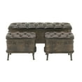 thumbnail image 1 of DecMode Metal Storage Bench with Tufted Faux Leather, Brown, Set of 3, 1 of 14