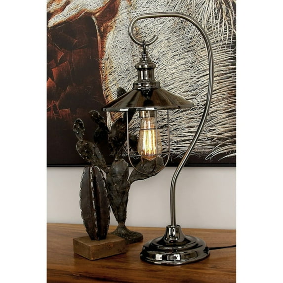 Benzara 39107 Classy Metal Black Table Lamp with Bulb