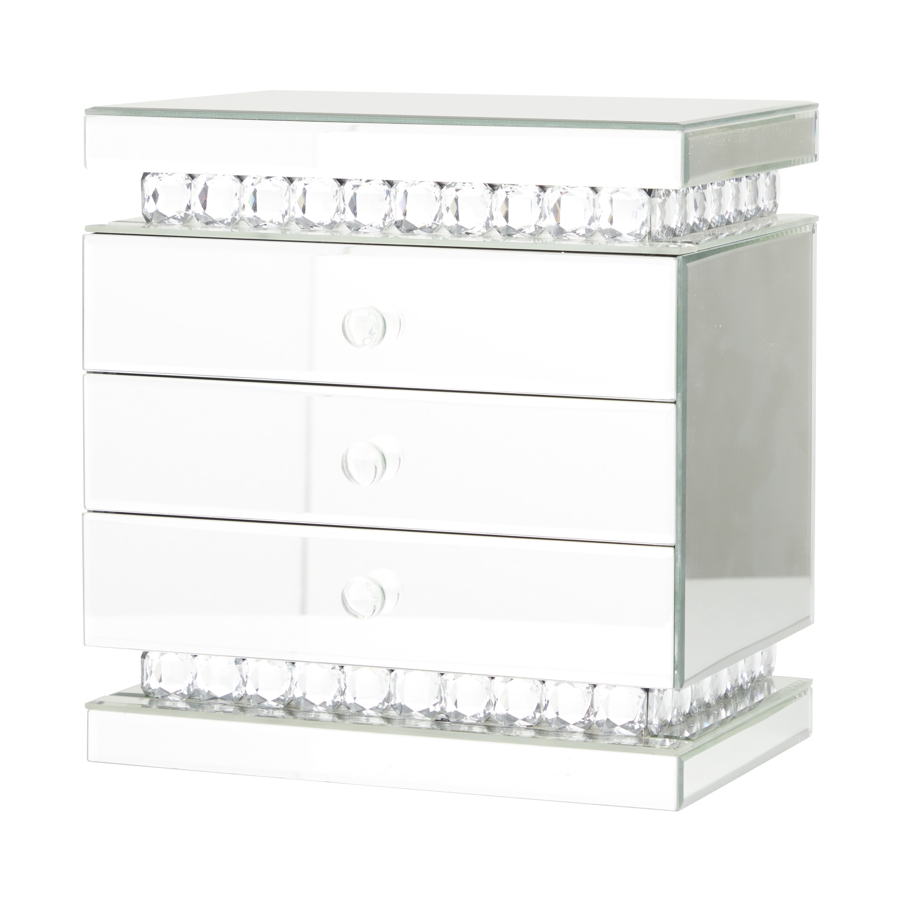 Free Shipping! DecMode Mirrored 3 Drawers Silver Wood Decorative ...