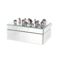 thumbnail image 1 of DecMode Mirrored Silver Glass Decorative Jewelry Box with Black Bubble Textured Balls, 1 of 9