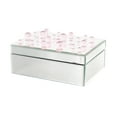 thumbnail image 1 of DecMode Mirrored Silver Glass Decorative Jewelry Box with Pink Bubble Textured Balls, 1 of 9