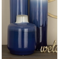 DecMode Modern 10 inch glazed ceramic vase with slender neck