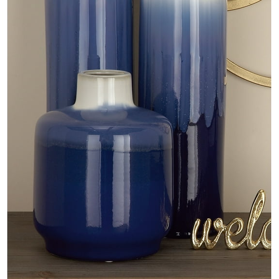 DecMode Modern 10 inch glazed ceramic vase with slender neck