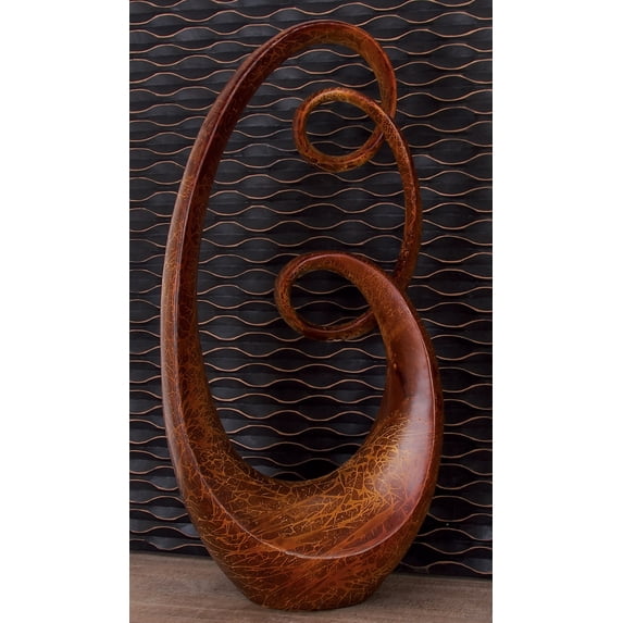 DecMode Modern 31 x 14 inch brown polystone abstract loop sculpture