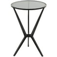 thumbnail image 1 of DecMode Modern Aluminum Hourglass Inspired with Round Glass Top Accent Table, 16"W x 24"H with Polished Black and Frosted Glass Finish, 1 of 7