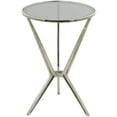 thumbnail image 1 of DecMode Modern Aluminum Hourglass Inspired with Round Glass Top Accent Table, 16"W x 24"H with Polished Silver and Frosted Glass Finish, 1 of 7