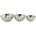 thumbnail image 1 of DecMode Modern Aluminum Round Shaped with Faceted Surface Decorative Bowl with Silver Glossy Interior Finish, Set of 3 14", 12", 10", 1 of 7