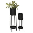 thumbnail image 1 of DecMode Modern Metal Cylinder Shape with Plate Planter, Set of 2 24"W, 33"H Features Matte Charcoal Black Finish, 1 of 12