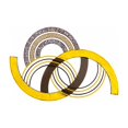 thumbnail image 1 of DecMode Modern Metal Overlapping Semi Circle Design Abstract Wall Décor with Fire Orange, Dark Brown and Patterned Yellow Finish, 38"W x 25"H, 1 of 9