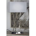 thumbnail image 1 of DecMode Modern Style Metal Table Lamp with Rectangular White Drum Shade, USB Plug & Power Outlet | 16” x 29”, 1 of 6