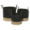thumbnail image 1 of DecMode Modern Woven Patterned Black Seagrass Storage Basket, Set of 3 17",15",14"H, 1 of 14