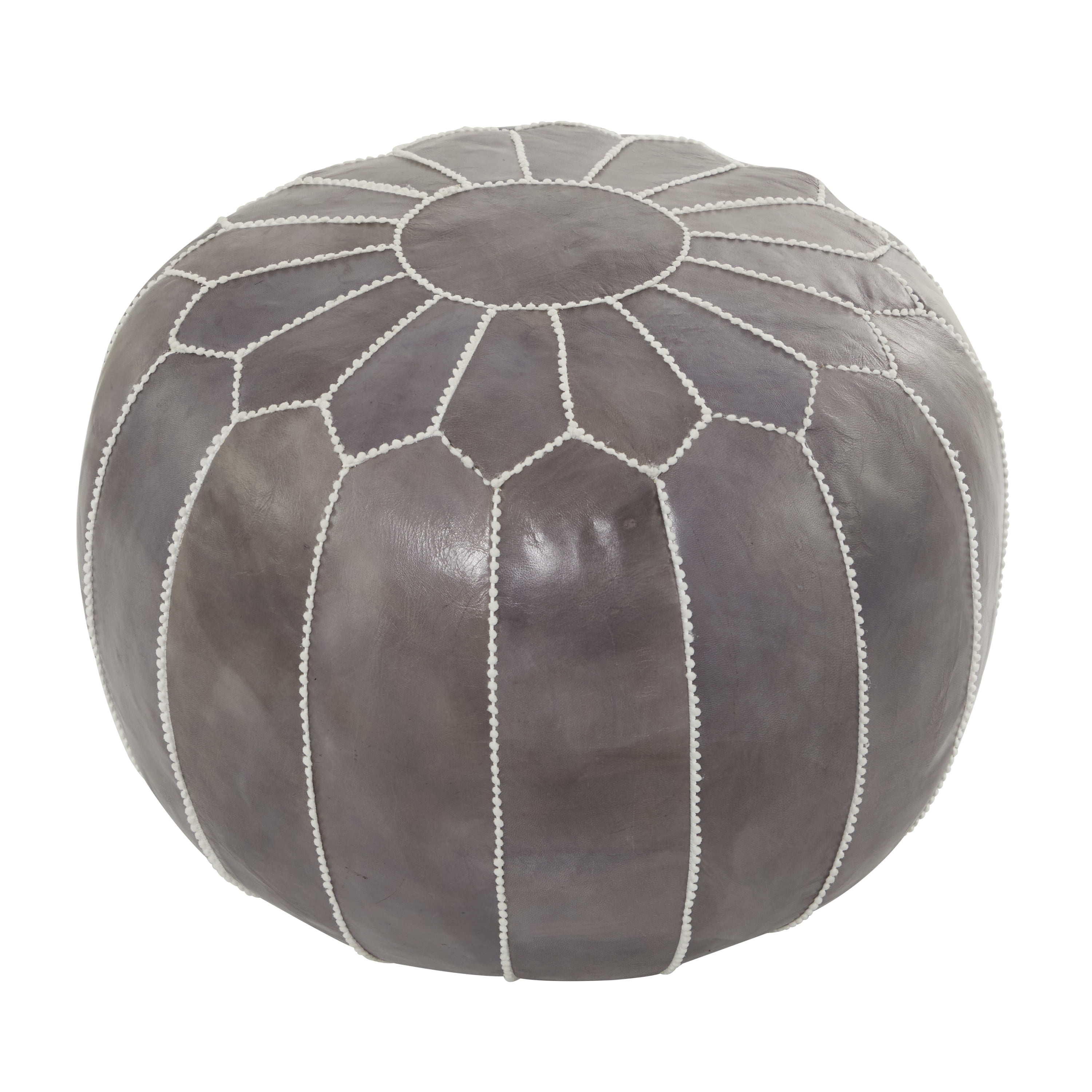 Gray leather pouf discount