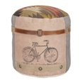 thumbnail image 1 of DecMode Chevron Multi Colored Canvas Bike Pouf with Leather Accents, 1 of 8