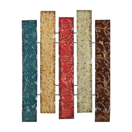 DecMode Multi Colored Metal 3D Wavy 5 Panel Floral Wall Decor with Embossed Scroll Details price history and forecast - DecMode 13951