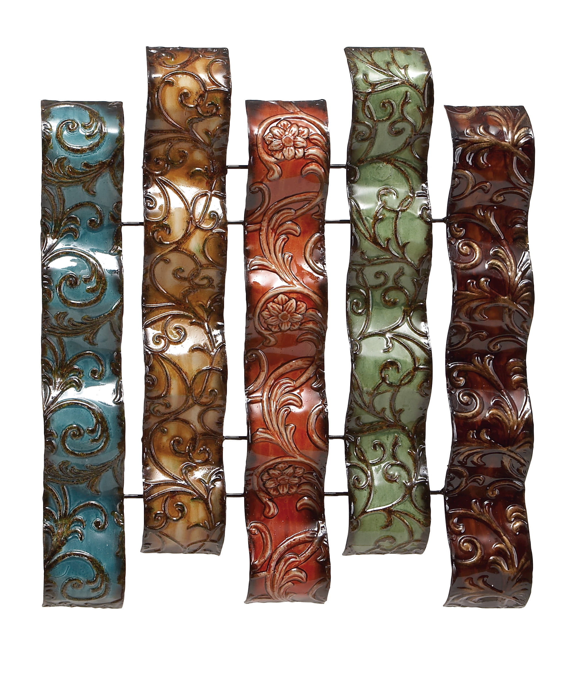 Multicolor Embossed Metal Wavy Panel Wall Sculpture