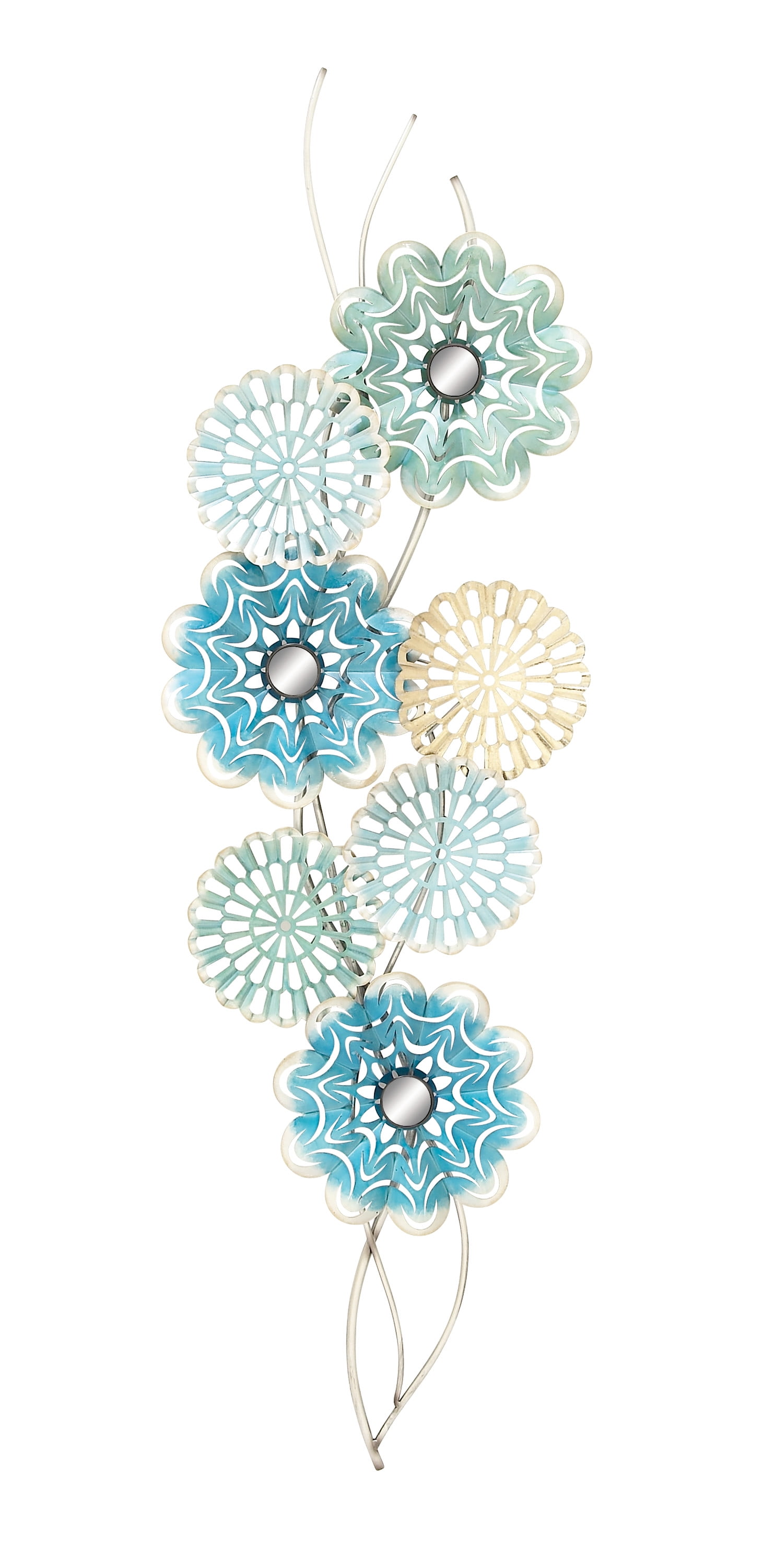 Blue and Gold Floral Metal Wall Decor, 71"