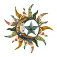 thumbnail image 1 of DecMode Multi Colored Metal Sun and Moon Indoor Outdoor Patterned Home Wall Decor with Yellow and Teal Accents, 25" x 1" x 25", 1 of 17