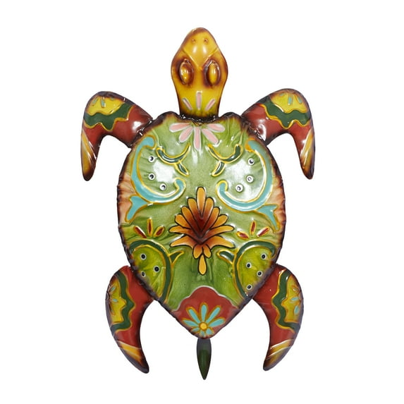 DecMode Multi Colored Metal Indoor Outdoor Turtle Wall Decor