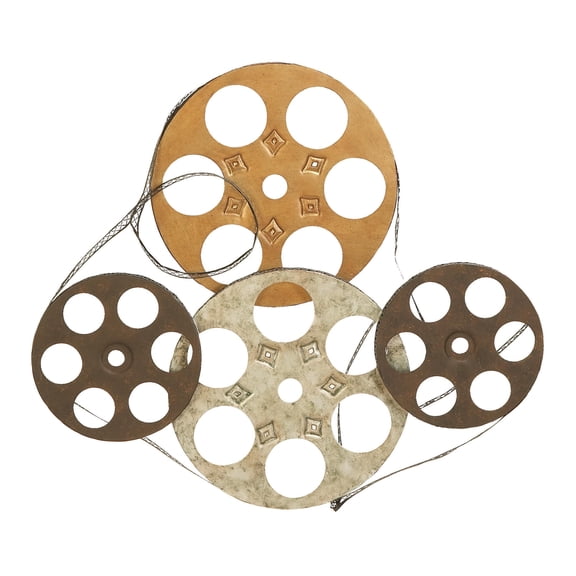 DecMode Multi Colored Metal Vintage Movie Reel Film Wall Decor