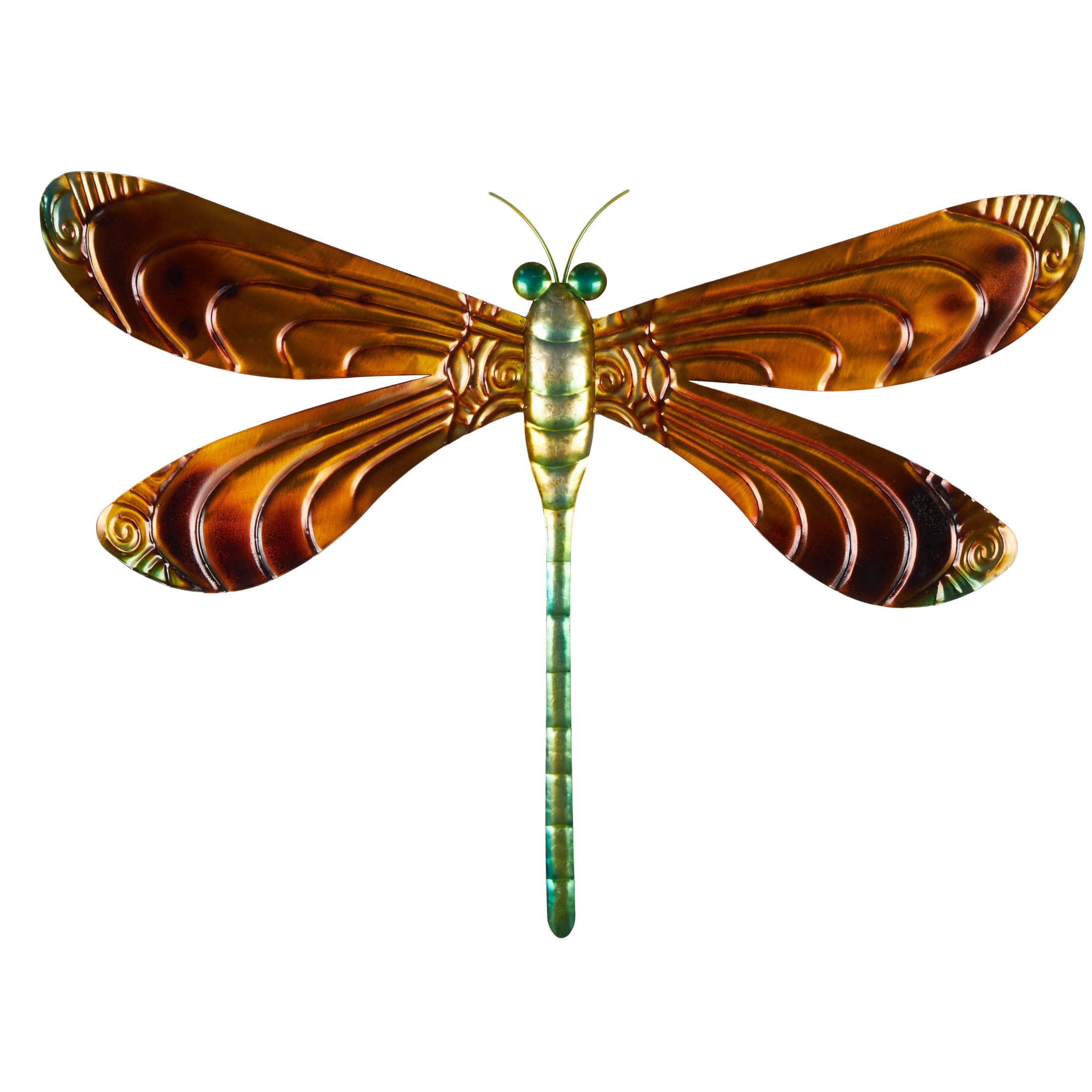 DecMode Multi Colored Stainless Steel Metal Indoor Outdoor Dragonfly Wall Decor with Brown Wings
