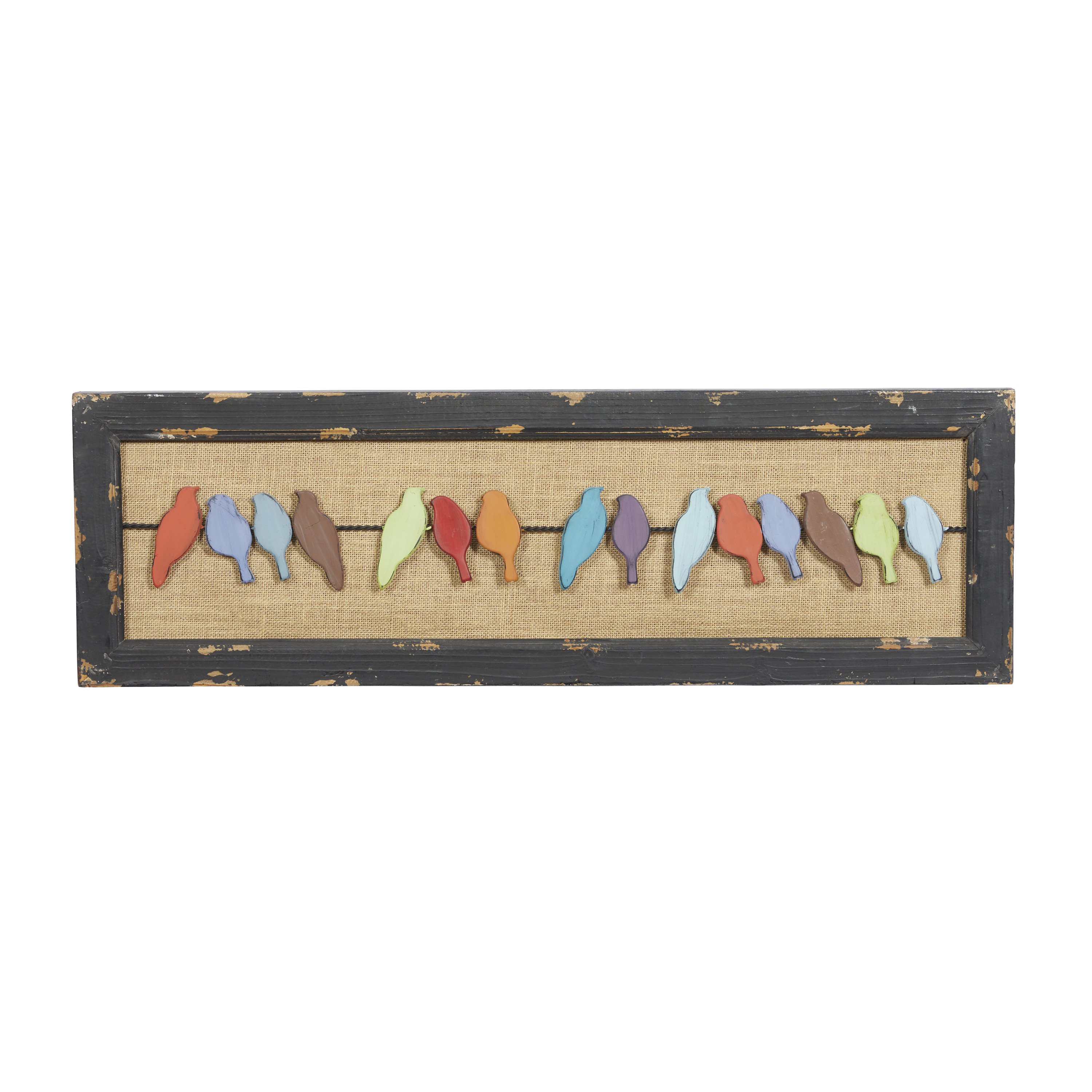 DecMode Multi Colored Wood Bird Wall Decor
