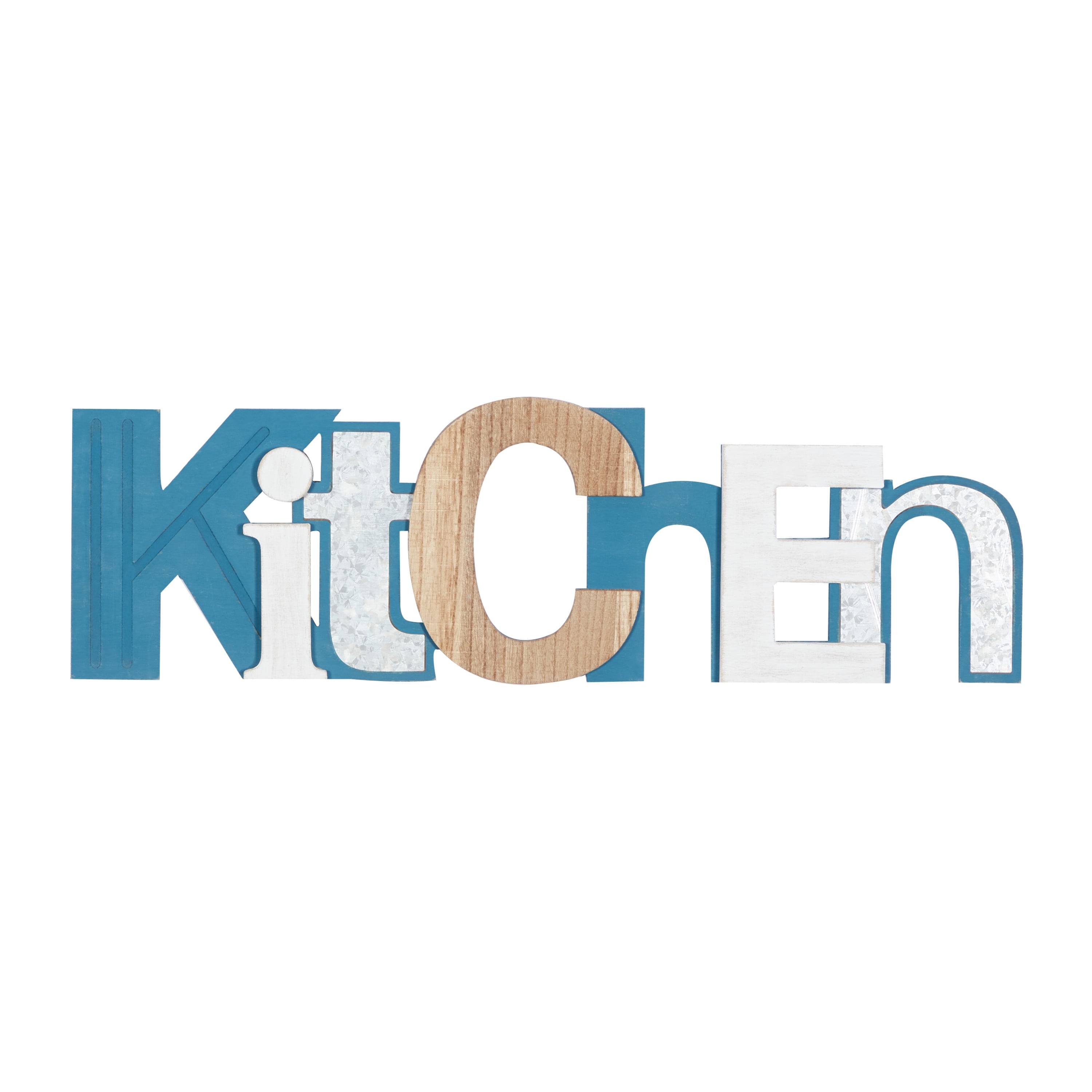 Multi-Colored Wood and Metal Coastal Kitchen Wall Sign