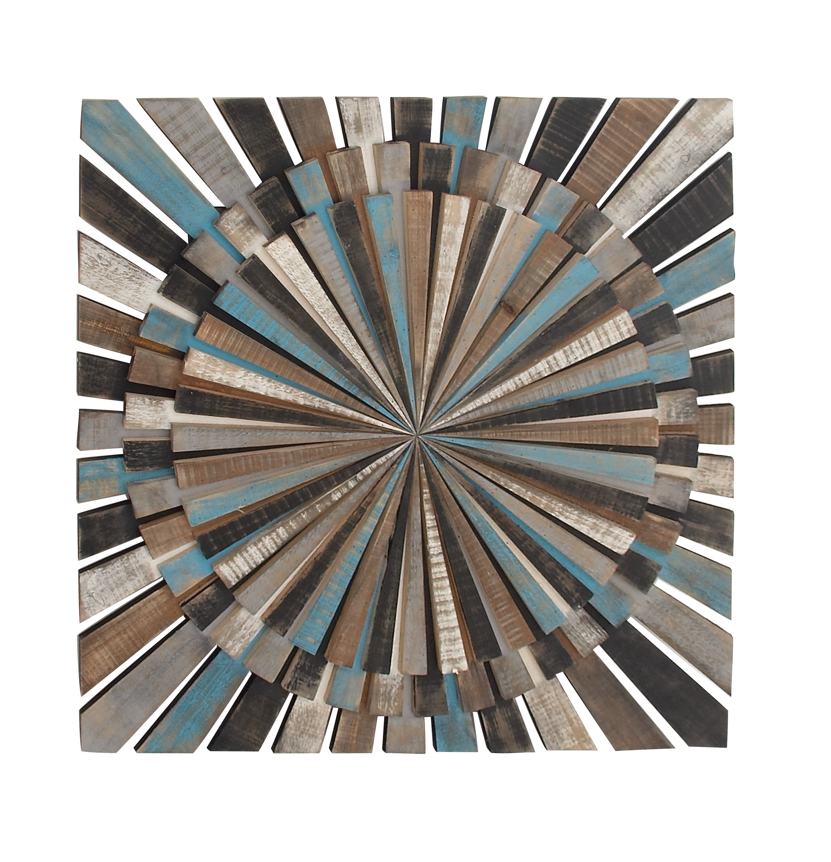 Multicolored Wood Starburst Carved Wall Decor 36"