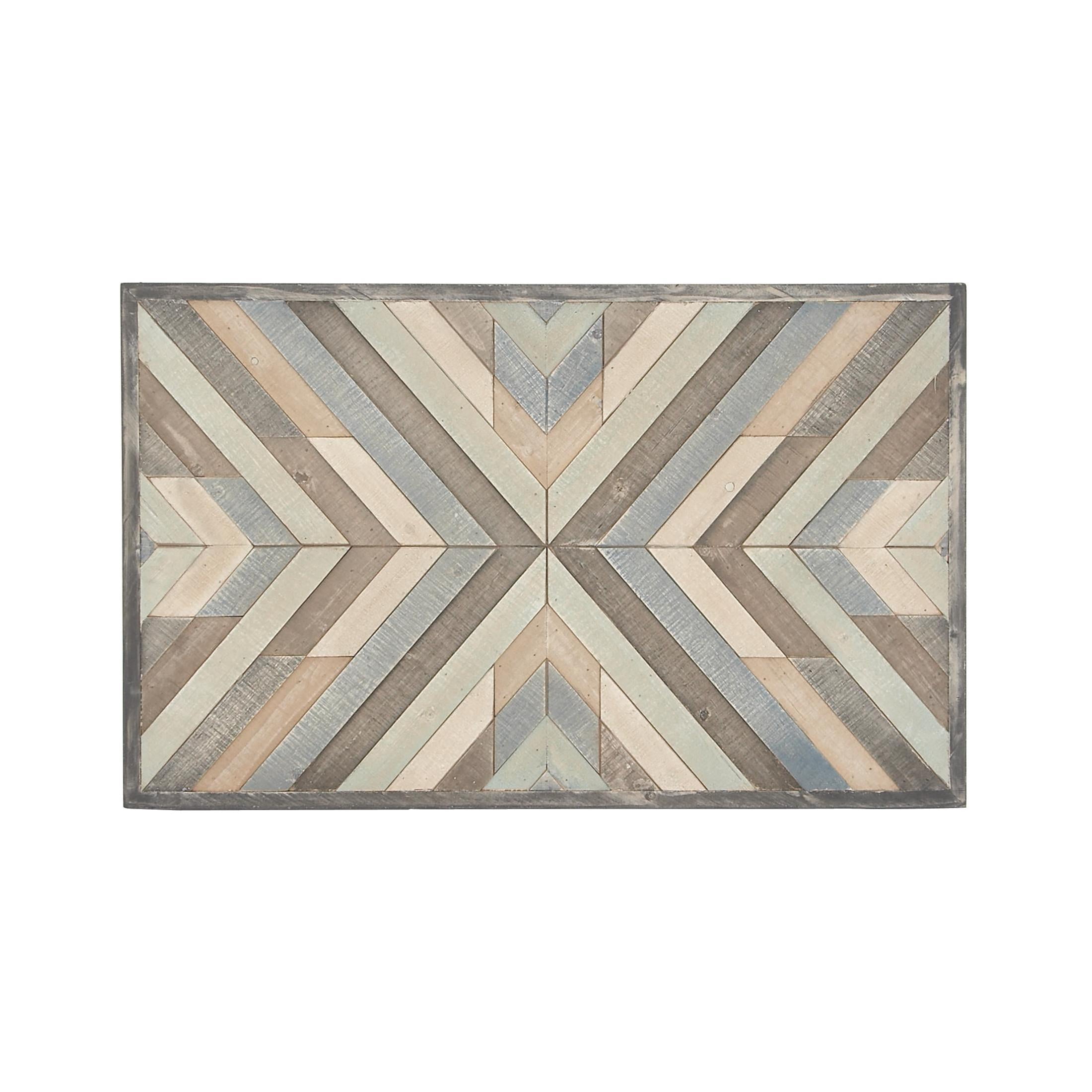 DecMode Multi Colored Wood Handmade Southwestern Inspired Arrow Panel Geometric Wall Decor with Blue Tones