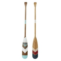DecMode Multi Colored Wood Novelty Canoe Oar Paddle Wall Decor with Arrow and Stripe Patterns (2 Count)