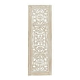 thumbnail image 1 of DecMode Neutral Cream/Distressed Wood Traditional Mango Carved Wood Leaves Wall Decor, 12"L x 36"H, 1-Piece, 1 of 15