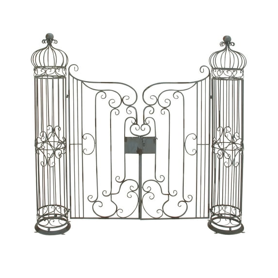 DecMode Outdoor 67" x 62" Brown Metal Traditional Garden Arbor